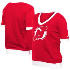 뉴엘라 레이디스 탑스 티셔츠 저지 Womens New Era Red New Jersey Devils Game Day Rhinestuds TShirt Nhl Red 레드