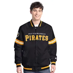 スターター メンズ アウター ジャケット・ブルゾン MensStarter Black Pittsburgh Piratescout FullSnap Varsity Jacket Pir Blackのサムネイル
