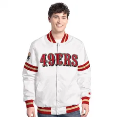 スターター メンズ アウター ジャケット・ブルゾン MensStarter White San Francisco 49erscout FullSnap Varsity Jacket 49r Whitのサムネイル