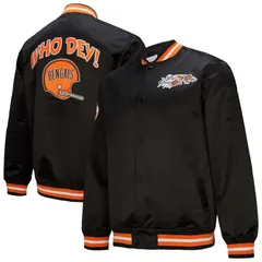 ミッチェルネス メンズ アウター ジャケット・ブルゾン サテン ダウン Mens Mitchell Ness Black Cincinnati Bengals Double Down Satin Fuのサムネイル