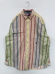 TOMMY HILFIGER トミーヒルフィガー シャツ/ブラウス L/G その他 コットン ストライプ柄 ワンポイント ブランドロゴ ミドル丈 半袖 ボタンダウン