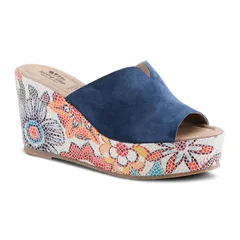 スプリングステップ レディース シューズ サンダル スエード Spring Step Laylani Womensuede Slide Sandals Blue Suede ブルー