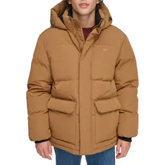 リーバイス メンズ アウター ジャケット・ブルゾン パーカー コート Mens LevisR Heavyweight Hooded Puffer Parka Coat Brown ブラウン