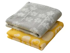 【特価商品】小さなサイズのバスタオル デイリーユース 50×100㎝ イエロー・グレー 2枚セット マトカ 北欧調ジャガード SV-4631-2 ミニバスタオル Kosugizen
