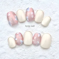 ネイルチップ　花　春　マグネットネイル　ウェディング　ブライダル　ミラーネイル　お呼ばれ　お出かけ　上品　繊細　華奢