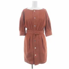 エイミーイストワール eimy istoire 23SS レトロデニムミニワンピース 五分袖 ベルト付き M オレンジ /MI ■OS