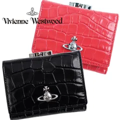 Vivienne Westwood ヴィヴィアンウエストウッド 三つ折り財布 がま口 クロコ レザー エンボス 型押し スモール フレーム ウォレット パスケース付き 5115002MW