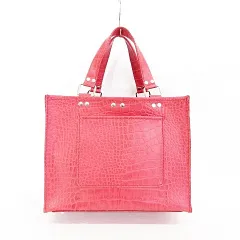 バッグ ハンドバッグ ミニトート 型押し 合皮レザー レッド 赤 