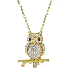 ステラ グレース レディース アクセサリー ネックレス・チョーカー・ペンダントトップ Stella Grace LabCreated White Yellow Sapphire Owl Pendantのサムネイル