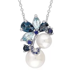 ステラ グレース レディース アクセサリー ネックレス・チョーカー・ペンダントトップ Stella Grace Sterling Silver Freshwater Cultured Pearl Blのサムネイル