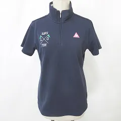 ルコックスポルティフ le coq sportif シャツ ゴルフ スポーツウェア 半袖 ハーフジップ ロゴ 紺 白 ネイビー ホワイト LL