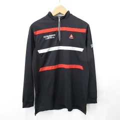 ルコックスポルティフ le coq sportif シャツ ゴルフ スポーツウェア 長袖 ハーフジップ ロゴ ライン 黒 赤 白 ブラック レッド ホワイト LL