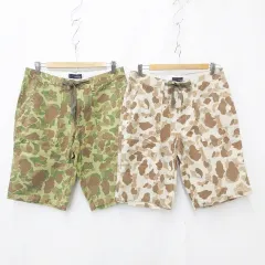 conception design コンセプションデザイン パンツ ハーフパンツ 総柄 2点セット 迷彩柄 ブラウン グリーン ベージュ 茶 緑 L