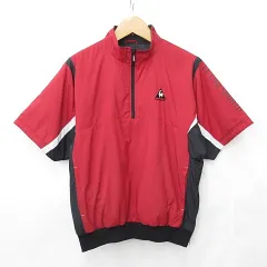 ルコックスポルティフ le coq sportif ジャケット ゴルフ スポーツ 中綿 半袖 ハーフジップ スタンドカラー 赤 黒 レッド ブラック M