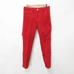 マカフィー MACPHEE トゥモローランド パンツ スリム ロング コーデュロイ 綿 ストレッチ 赤 レッド 34
