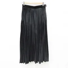 スカート フォーマル 発表会 2次会 プリーツスカート ロング ベロア 黒 ブラック サンプル品 