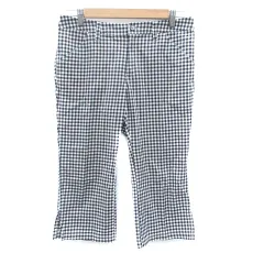 アディダス adidas ゴルフウエア クロップドパンツ 七分丈 ギンガムチェック柄 L 黒 ブラック オフホワイト /HO11