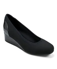 イージースピリット レディース シューズ パンプス Easy Spirit Womens Gwenyth SlipOn Square Toe Dress Wedges Black ブラックのサムネイル