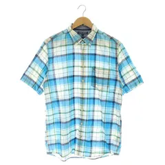 トミーヒルフィガー TOMMY HILFIGER チェック 半袖シャツ ボタンダウン XL 青 ブルー /AT ■OS