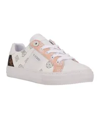 ゲス レディース シューズ スニーカー レース GUESS Womens Loven LaceUp Sneakers Light PinkWhiteDark Brown Logo Multi ホワイトのサムネイル