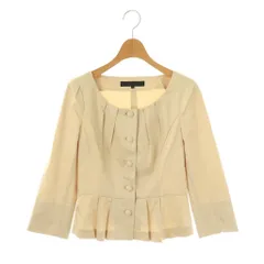 アナイ ANAYI フリル ノーカラージャケット 七分袖 36 ベージュ /HK ■OS