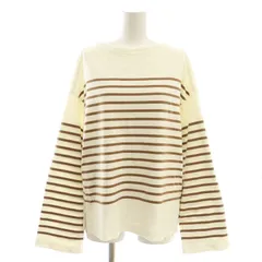 マカフィー MACPHEE トゥモローランド コットンパネルボーダー ボートネックプルオーバー Tシャツ カットソー S 白 ホワイト 茶 ブラウン 12-03-11-03001 /SS ■OS ■AX