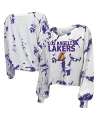マジェスティック レディース トップス Tシャツ Vネック シャツ クロップド Majestic Womens Threads White Los Angeles Lakers Aquarius Tiのサムネイル