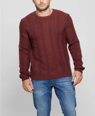 【送料無料】 ゲス メンズ ニット・セーター アウター Mens Cable Ethan Long Sleeve Sweater Redのサムネイル