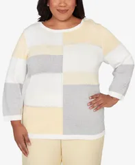 アルフレッド ダナー レディース アウター ニット・セーター プラスサイズ リブ カラーブロック Alfredunner Plusize Al Fresco Ribbed Colorblock Jewのサムネイル