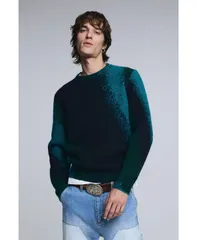 デジグアル メンズ アウター ニット・セーター Desigual Mens Jacquard splatter sweater Green グリーンのサムネイル