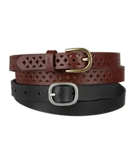 リーバイス レディース アクセサリー ベルト Levis Womens 2Pack Perforated and Reversible Skinny Casual Belt Set BlackTan Brown ブラック
