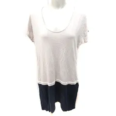 ザラ ZARA ワンピース タイト ひざ丈 半袖 S ベージュ 紺 ネイビー /RT