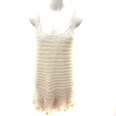 アダムエロペ Adam et Rope' キャミワンピース ニット タイト ミニ 麻 リネン 38 ベージュ /RT