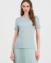 アンクライン レディース アウター ニット・セーター ウール 半袖 Anne Klein Womens Merino Wool ShortSleeve Sweater Soft Aloe