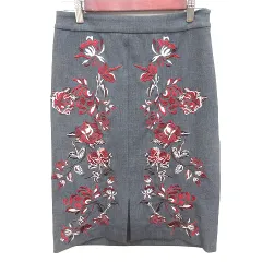 ルーニィ LOUNIE スカート タイト ロング 総柄 38 グレー 赤 レッド /RT