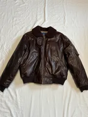 90s POLO SPORT RALPH LAUREN レザーダウンジャケット MA-1 ブラウン M表記