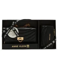 アンクライン レディース アクセサリー 財布 Anne Klein 2 Piece Flap Crossbody bag and Bifold Wallet Gift Set Black Quilteのサムネイル