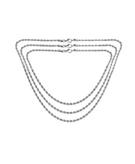 ブリング レディース アクセサリー ネックレス・チョーカー・ペンダントトップ Tシャツ レース Bling Jewelry Set of 3 Classic Rope Chainecklace Stainlessteel 18 20 24 Inch Silve
