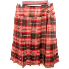 サマンサモスモス SM2 スカート フレア ロング チェック M 赤 レッド 茶 ブラウン /RT