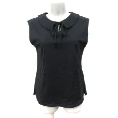 トゥービーバイアニエスベー To b. by agnes b. カットソー ノースリーブ ボウタイ リボン 40 L 黒 ブラック /YI