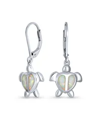 ブリング レディース アクセサリー ピアス・イヤリング Bling Jewelry Nautical Dangle Synthetic Opal Hearturtle Drop Earrings in Sterling White ホワイト