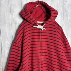 【海外モデル/入手困難】オールドネイビー OLD NAVY ボーダー レッド スウェット フルジップパーカー #2608