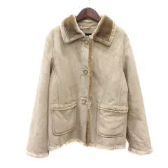 コムサイズム COMME CA ISM ステンカラージャケット フェイクムートン F ベージュ /MN