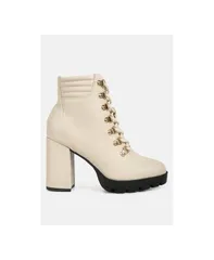 ロンドンラグ レディース シューズ ブーツ・レインブーツ レース ヒール London Rag Womens hamiltons lace up block heel boots Light beige ベージュ