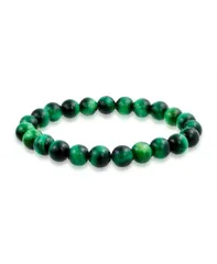 ブリング レディース アクセサリー ブレスレット・バングル・アンクレット Bling Jewelry Natural Multi Coloround Beads 8MM Strand Stackable Stretch Bracelet Green tiger