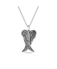 ブリング レディース アクセサリー ネックレス・チョーカー・ペンダントトップ レース Bling Jewelry Amulet Feathered Heart Angel Wing Pendant Necklace Oxidized Sterling Silv