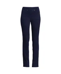 ランズエンド レディース ボトムス デニムパンツ ニット ジーンズ Lands End Womenstarfishigh Rise Knit Denim Straight Jeans Dark indのサムネイル