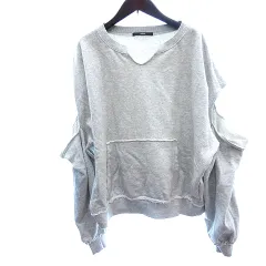 カスタネ Kastane トレーナー スウェット オープンフロントネック フリル オープンショルダー 長袖 F グレー /AU