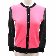 23区 オンワード樫山 カーディガン ニット 長袖 ウール 38 M ピンク 黒 ブラック チャコールグレー /YK