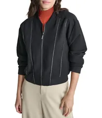 ダナキャラン レディース アウター コート ジャケット DKNY by Donna Karan Zipper Seamed Double Weave Bomber Jacket Black ブラックのサムネイル